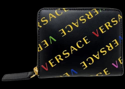 Versace Small Logo Zip Around Wallet Black