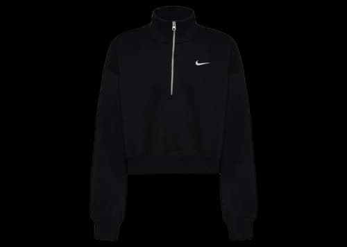 Nike Women's Phoenix Fleece Oversized 1/2-Zip Crop Fleece Sweatshirt Black/Sail