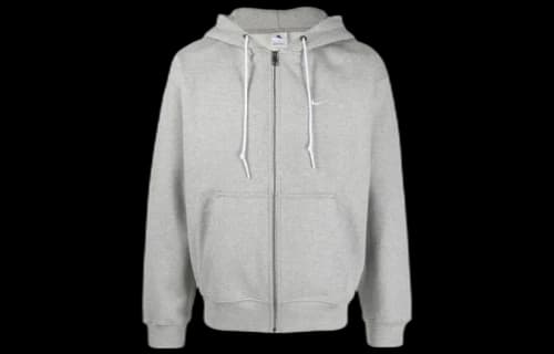 Nike Solo Swoosh Full Zip Hoodie Dark Grey Heather/White