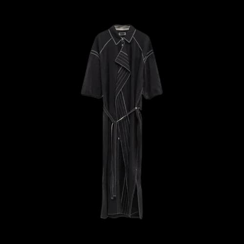 Lemaire Embroidered Asymmetrical Shirt Dress 'Black'
