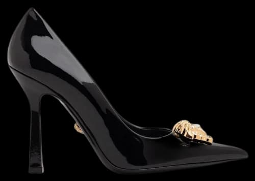 Versace La Medusa Naplak Pumps Black Gold (Women's)
