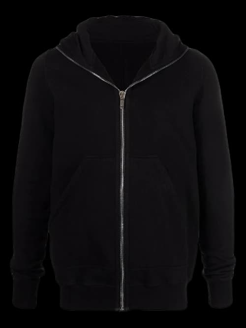 Rick Owens Zip-Up Cotton Hoodie Black
