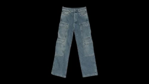 Rick Owens Drkshdw Pantaloni In Denim Double Cargo Jeans Washed Indigo