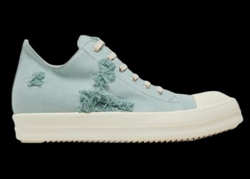 Rick Owens DRKSHDW Strobe Cotton Denim Slashed Low Aqua Milk