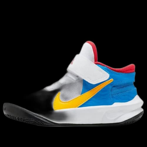 (PS) Nike Team Hustle D 10 FlyEase 'White Blue Yellow'