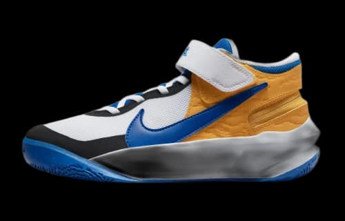 Nike Team Hustle D 10 FlyEase White Yellow Ochre Game Royal (GS)