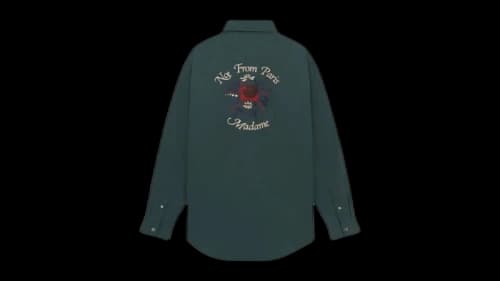 Drole de Monsieur La Chemise Slogan Fleur Shirt Green