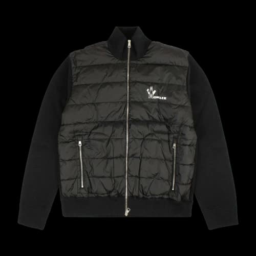 Moncler Chest Logo Padded Zip Up Sweatshirt 'Black'