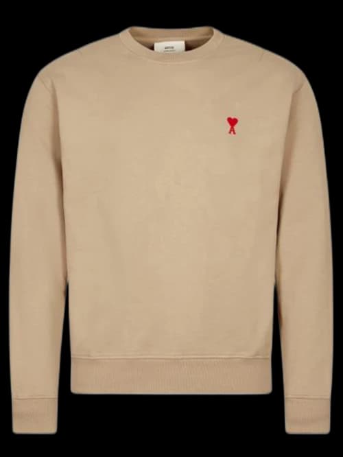 Ami Paris Ami De Coeur Classic Fit Crewneck Beige/Red