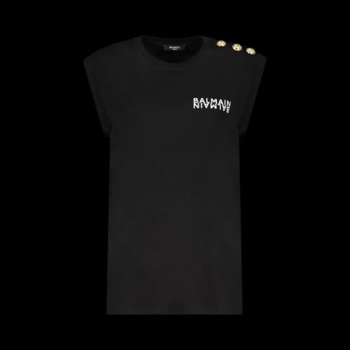 Balmain Cotton Sleeveless Logo Tank T-Shirt 'Black'