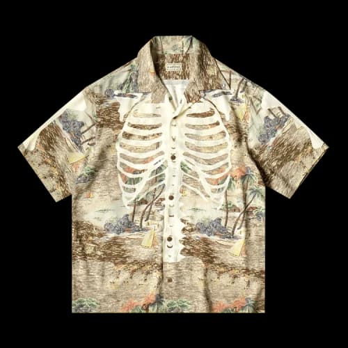 Kapital Rayon Kamekameha Bone Aloha Shirt 'Brown'