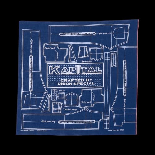 Kapital Fastcolor Selvedge Bandana (Barbie Pattern) 'Navy'