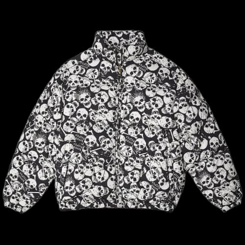 ERL Skull Print Hooded Padded Jacket 'Black'