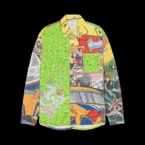 ERL Corduroy Printed Overshirt 'Green'