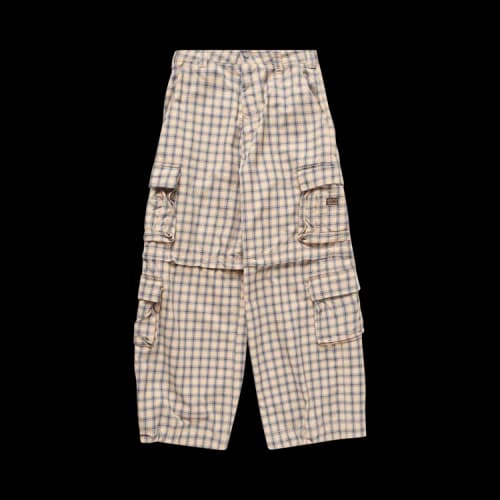 ERL Zip Off Plaid Cargo Pants 'Beige/Blue'