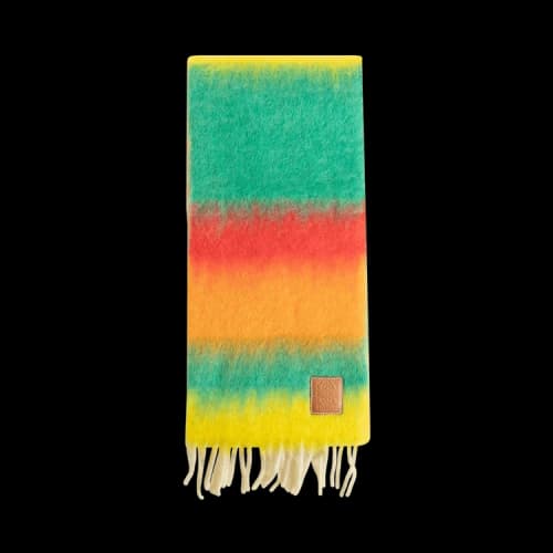 Loewe Stripe Mohair Scarf 'Green/Multicolor'