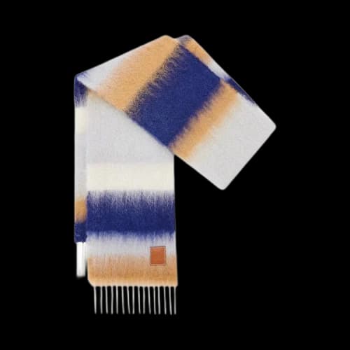 Loewe Stripe Mohair Scarf 'Navy Blue/Multicolor'
