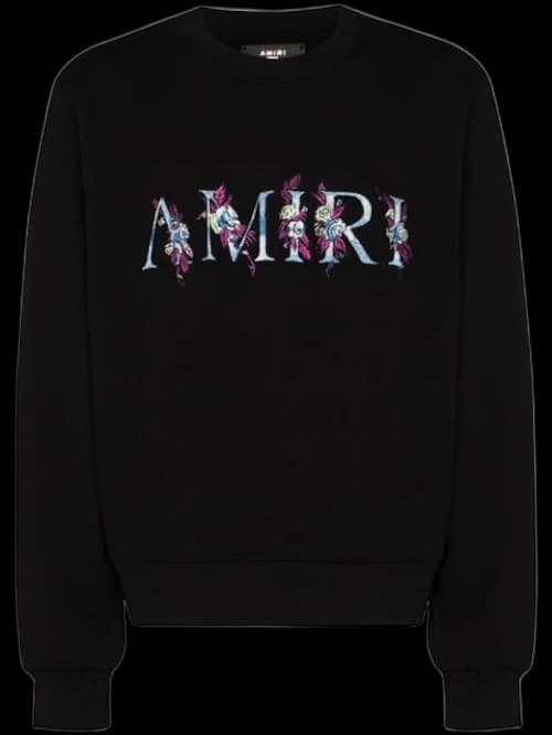 AMIRI Floral Logo Crew Black