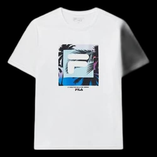 FILA Subject Printing Short Sleeve White T-Shirt