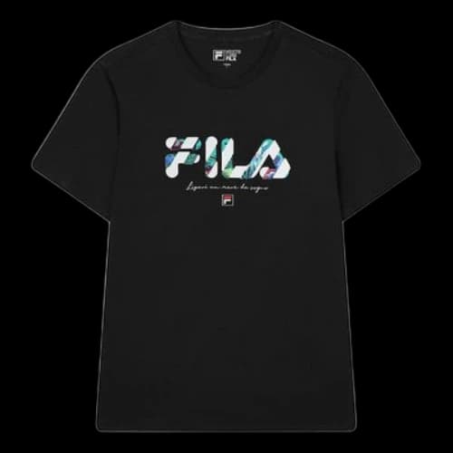 FILA Logo Alphabet Printing Sports Short Sleeve Black