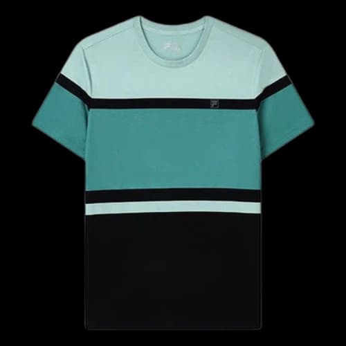 FILA Colorblock Sports Round Neck Short Sleeve Gray Green