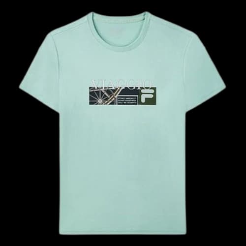 FILA Alphabet Printing Athleisure Casual Sports Round Neck Short Sleeve Green