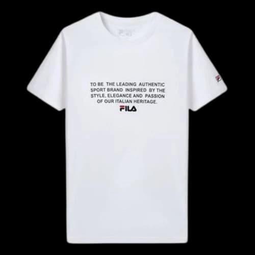 FILA Short Sleeve 2019 Athleisure Casual Sports Round Neck Minimalistic White