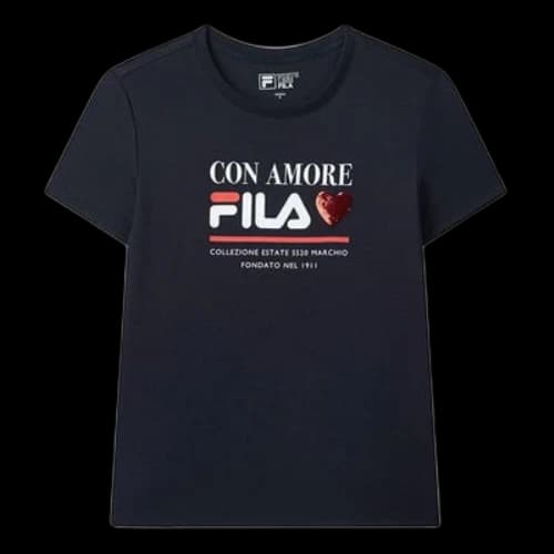 FILA Logo Printing Cotton Short Sleeve Blue (Women's)