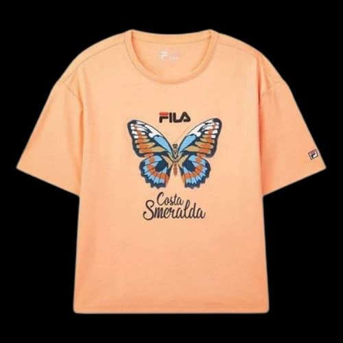 FILA Embroidered Round Neck Short Sleeve 'Orange' (Women's)