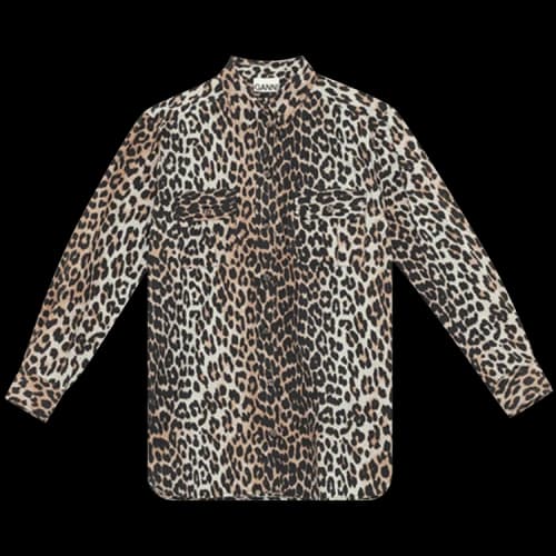 GANNI Printed Georgette Top 'Leopard'