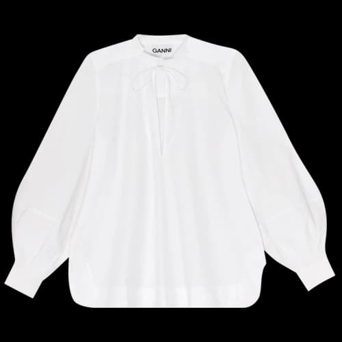 GANNI Cotton Popplin Top 'Bright White'
