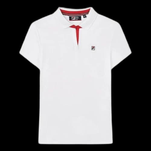 FILA Logo Printing Cotton Sports Short Sleeve Polo Shirt White (Women's)