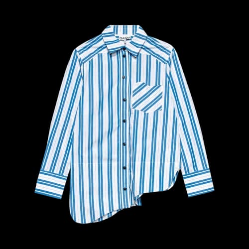 GANNI Stripe Cotton Assym Shirt 'Daphne'