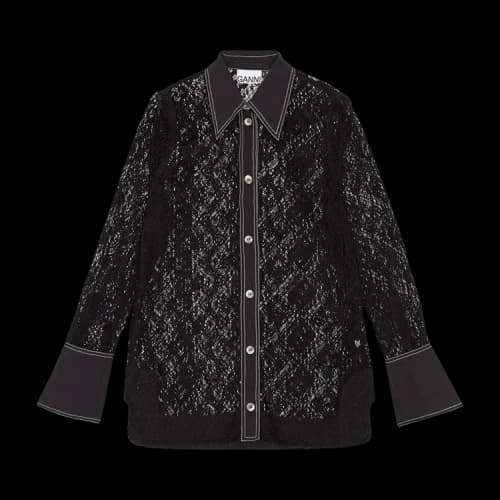 GANNI Lace Shirt 'Black'