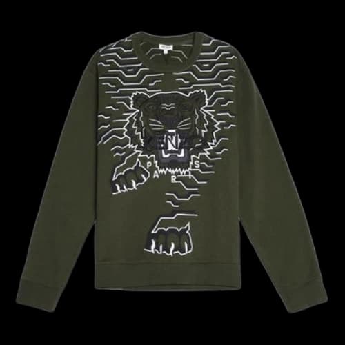 Kenzo Geo Tiger Crew Sweatshirt 'Olive Khaki'