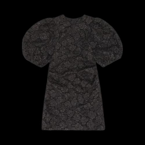 GANNI Stretch Jacquard Puff Sleeves Mini Dress 'Black'