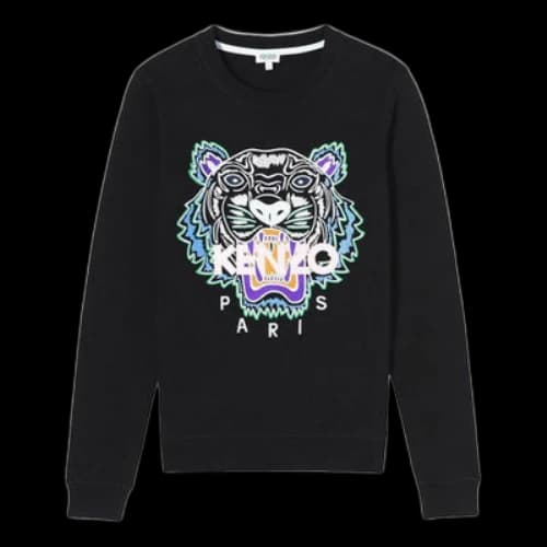 KENZO Tiger Head Pattern Long Sleeves Round Neck Hoodie Black (Women's)