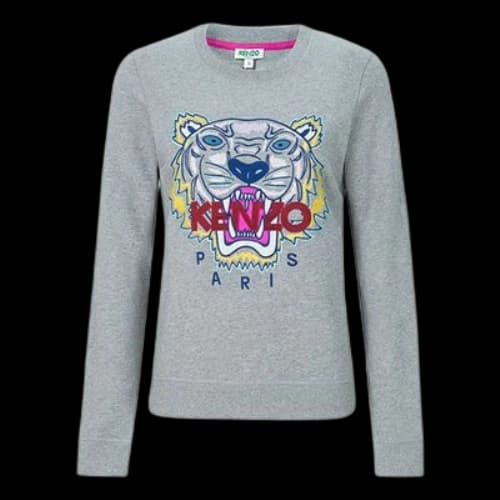 KENZO SS21 Classic Tiger Head Printing Long Sleeves Hoodie Gray (Women's)