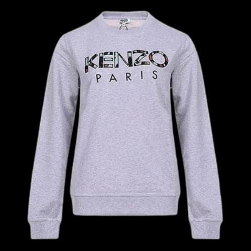 KENZO Logo Round Neck Long Sleeves Hoodie light grey (Women's)