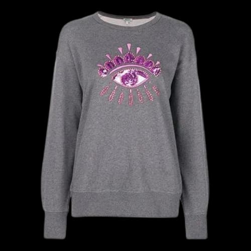 KENZO Eye Pattern Round Neck Pullover Hoodie Gray (Women's)