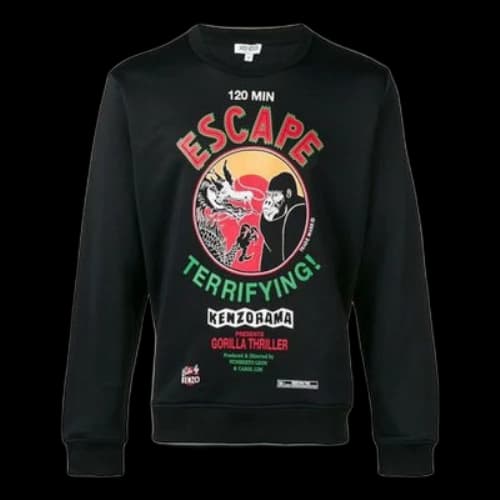 KENZO Unisex Printing Round-neck Sweatshirt Black