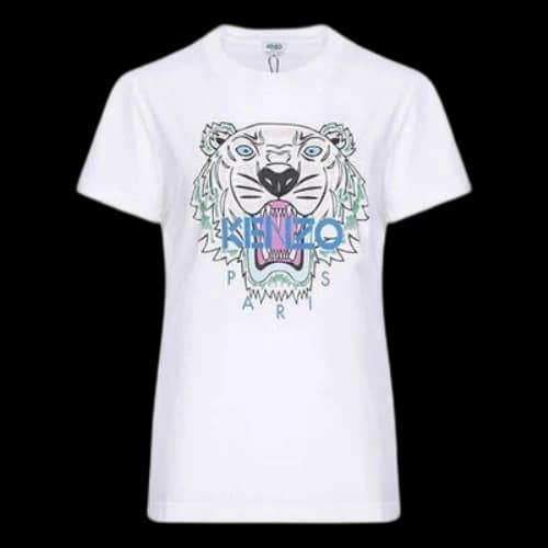 KENZO Multi-Color Tiger Head Printing Short Sleeve White