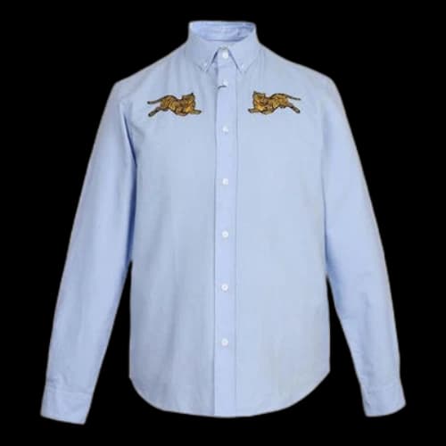 KENZO Cotton Embroidered Long Sleeves Shirt Sky Blue