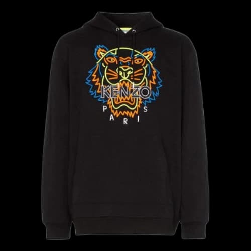 KENZO Fluorescence Tiger Head Cotton Loose Black