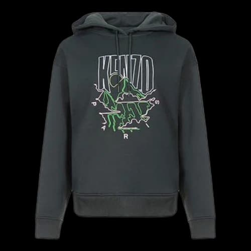 KENZO Abstract Embroidered Pattern Hoodie Military Green (Women's)