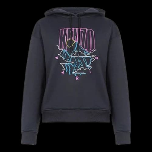 KENZO Abstract Embroidered Pattern Hoodie Black (Women's)