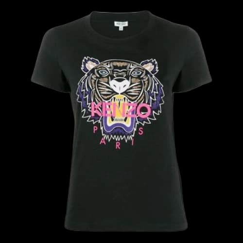 KENZO Tiger Head Printing Logo Cotton Short Sleeve Black