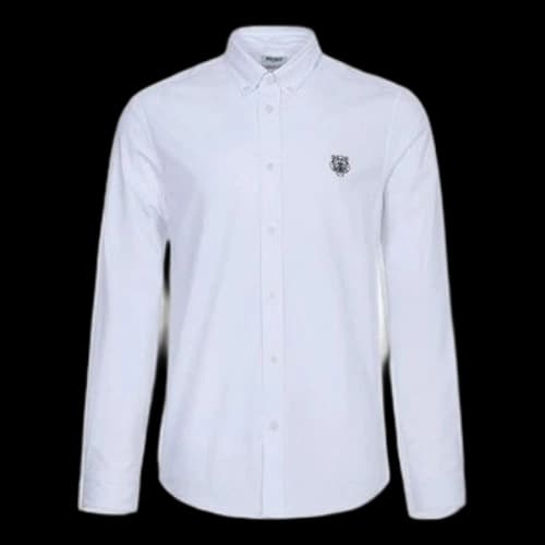 KENZO Tiger Head Embroidered Long Sleeves White Shirt