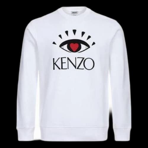 KENZO Embroidered Pattern Logo Long Sleeves Pullover White