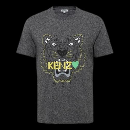 KENZO Classic Tiger Head Pattern Pure Cotton Short Sleeve Dark Grey T-Shirt